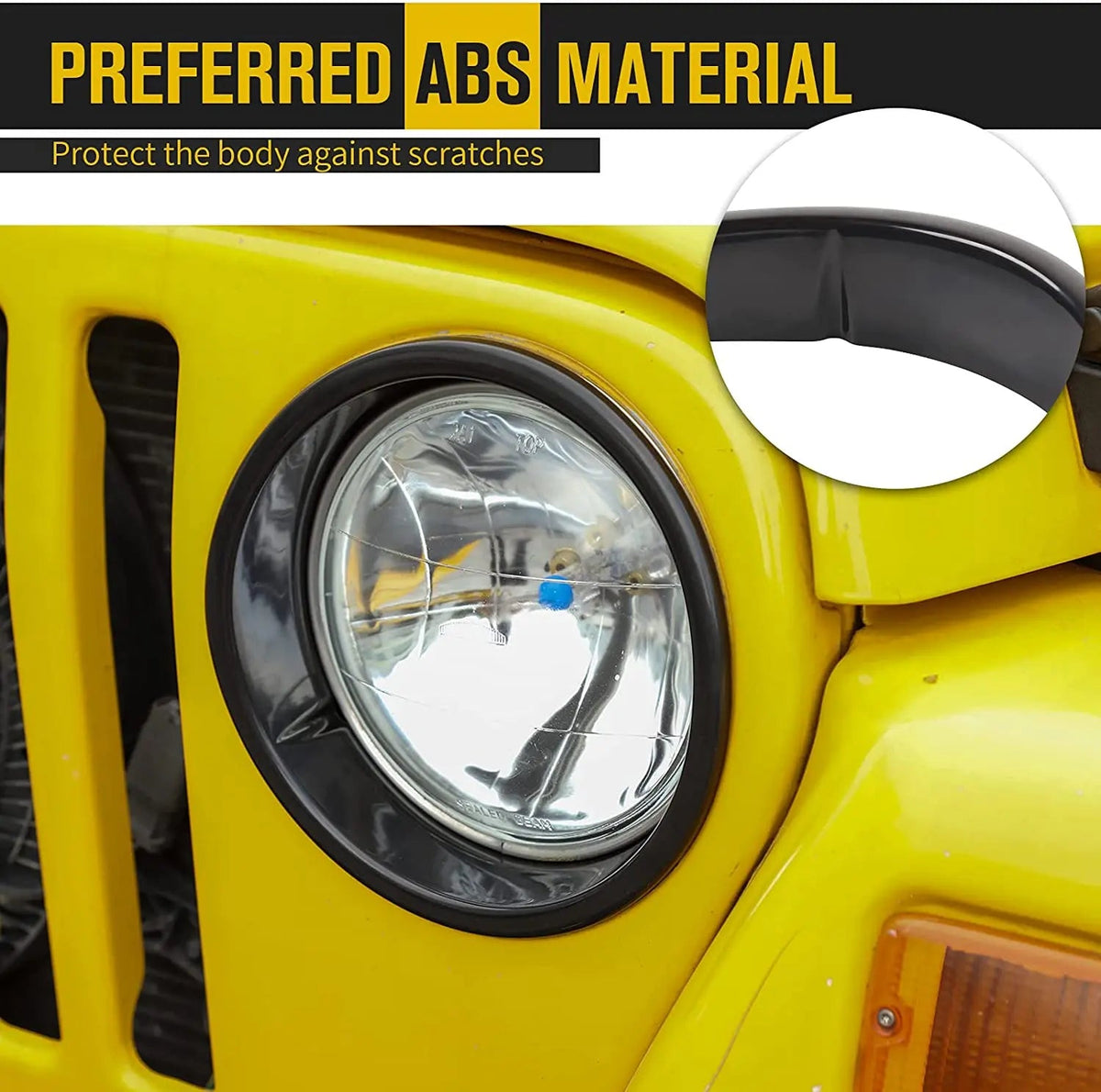 For 1997-2006 Jeep Wrangler TJ Front Headlight Bezels Trim, Black