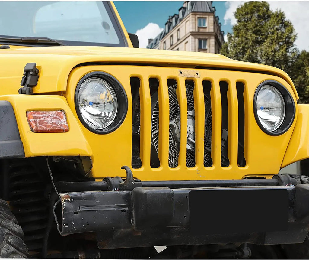 For 1997-2006 Jeep Wrangler TJ Front Headlight Bezels Trim, Black