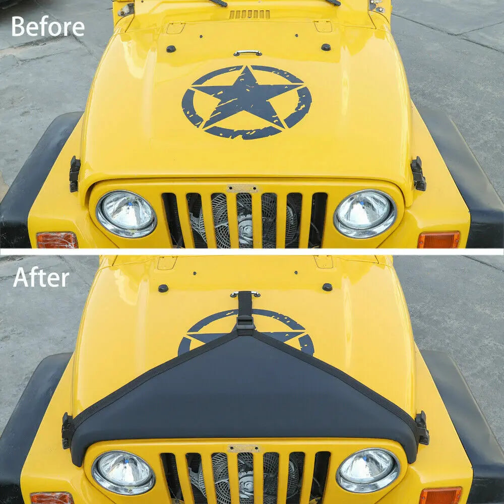 For 1997-2006 Jeep Wrangler TJ Front Hood Bra Cover T-Style Protector Decoration