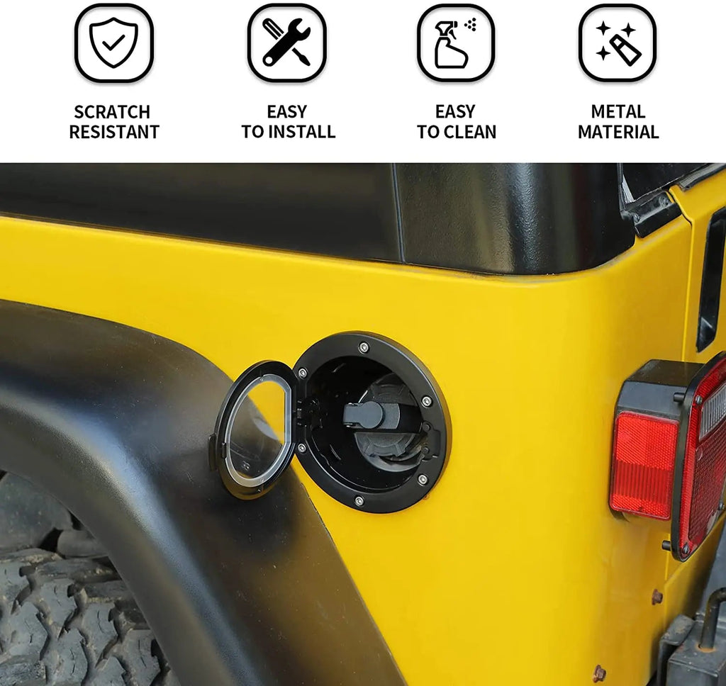 For 1997-2006 Jeep Wrangler TJ Fuel Filler Door Gas Tank Cap Cover Transparent Gas Cap Cover