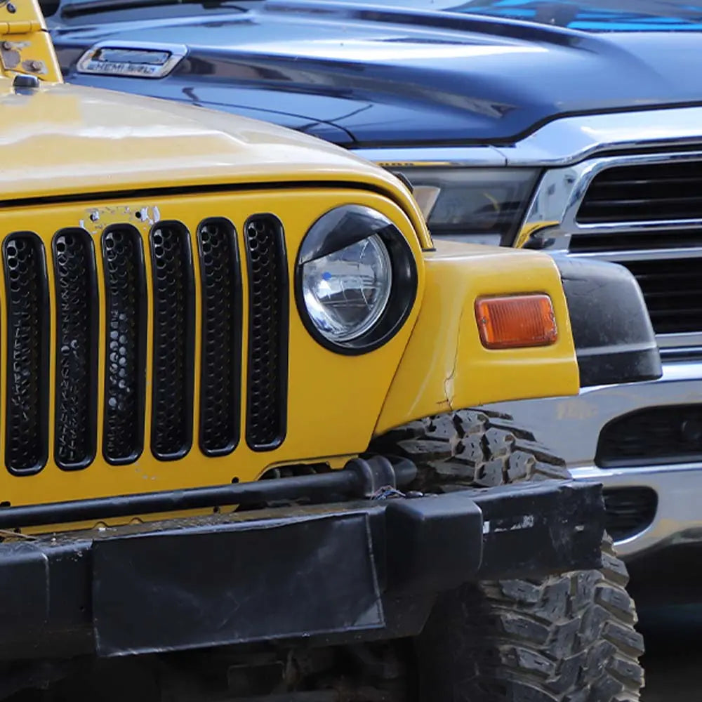 For 1997-2006 Jeep Wrangler TJ Grill Inserts Mesh Headlight Bezels Angry Eyes Trim Kit