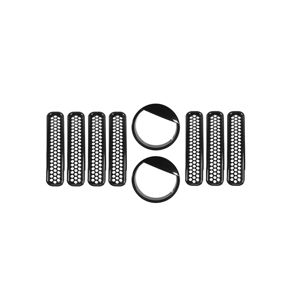 For 1997-2006 Jeep Wrangler TJ Grill Inserts Mesh Headlight Bezels Angry Eyes Trim Kit