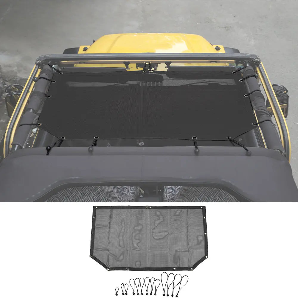 For 1997-2006 Jeep Wrangler TJ Half-Length Mesh Bikini Top Sunshade – UV Protection Soft Roof Cover