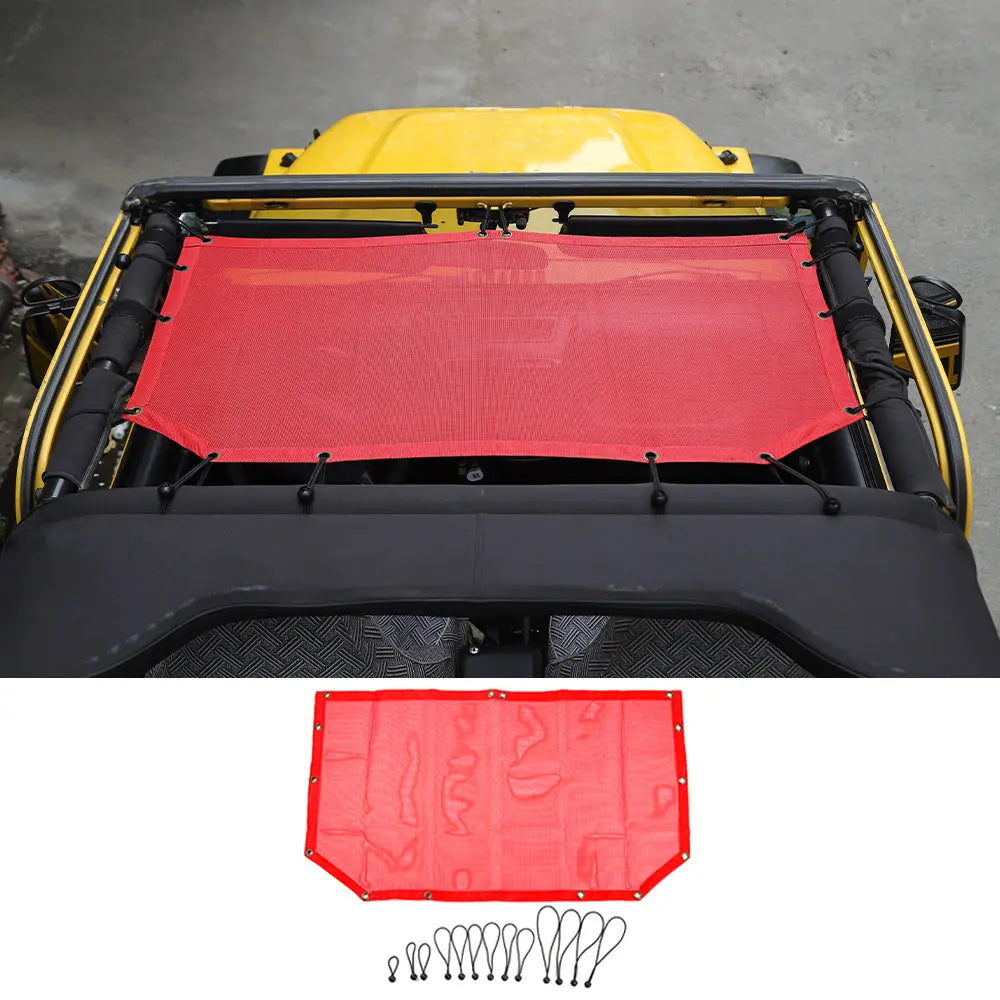 For 1997-2006 Jeep Wrangler TJ Half-Length Mesh Bikini Top Sunshade – UV Protection Soft Roof Cover