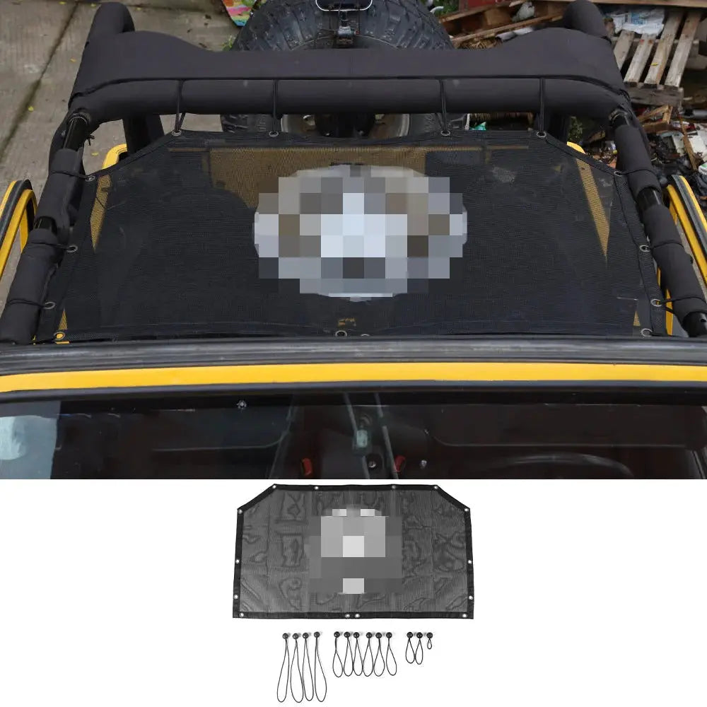 For 1997-2006 Jeep Wrangler TJ Half-Length Mesh Bikini Top Sunshade – UV Protection Soft Roof Cover