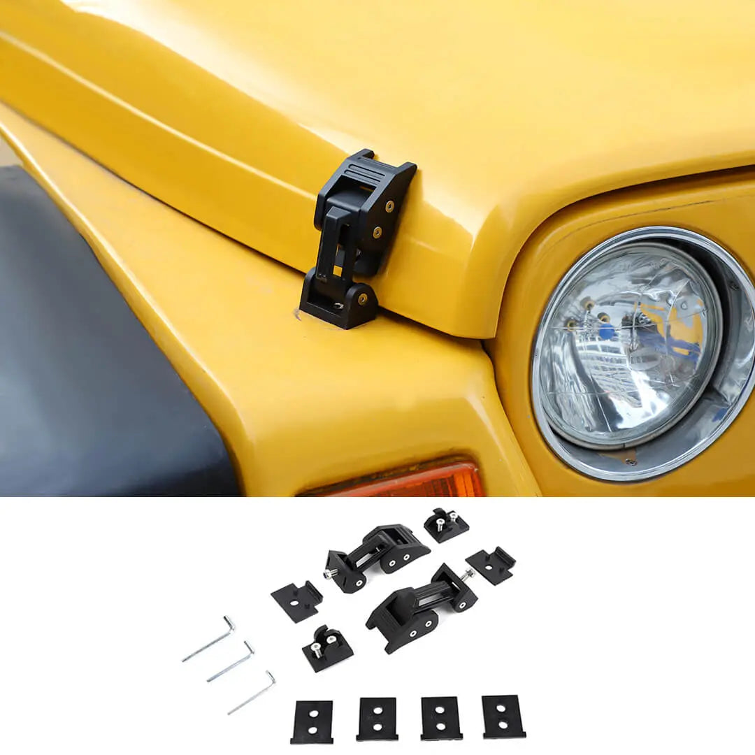 For 1997-2006 Jeep Wrangler TJ Hood Latches Catch Cover American Flag Black
