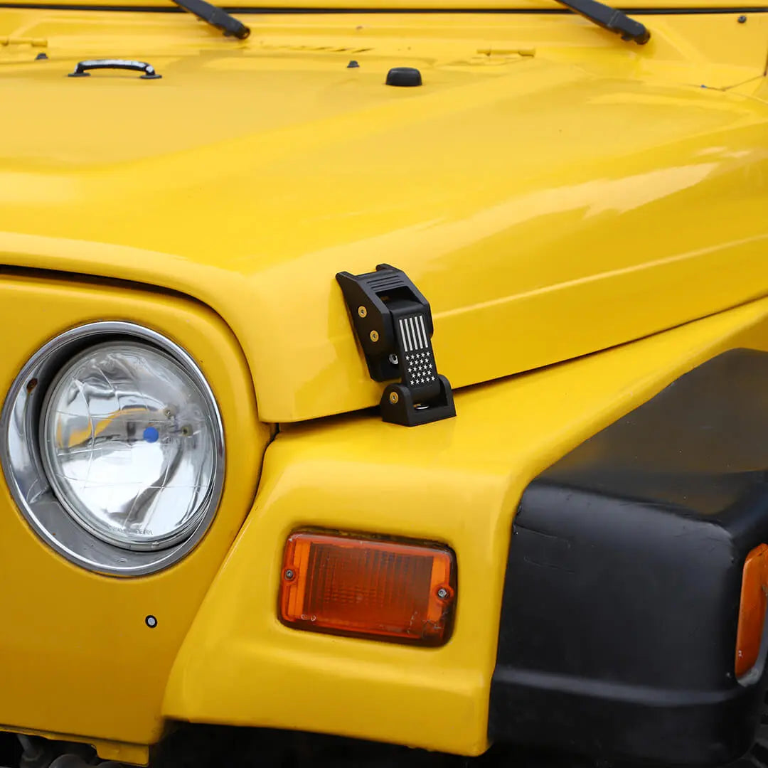 For 1997-2006 Jeep Wrangler TJ Hood Latches Catch Cover American Flag Black