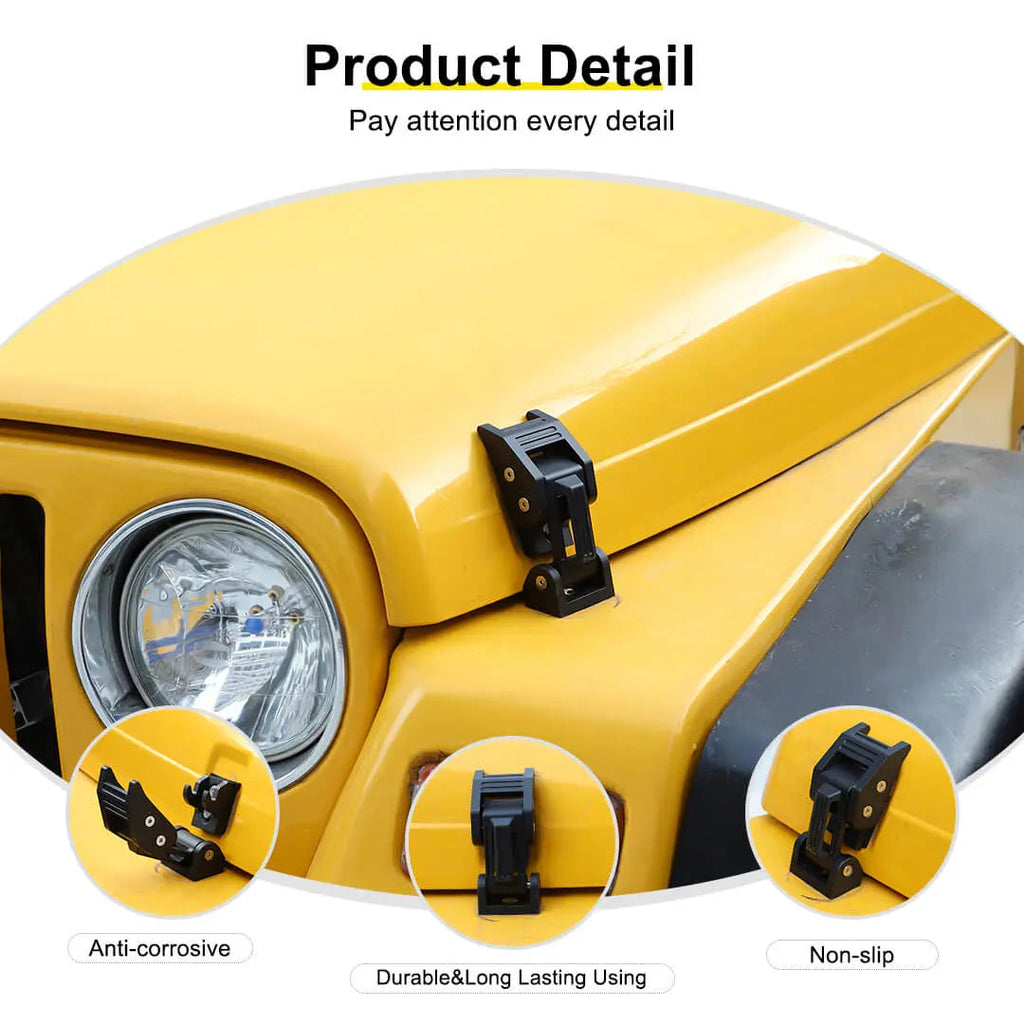 For 1997-2006 Jeep Wrangler TJ Hood Latches Catch Cover American Flag Black