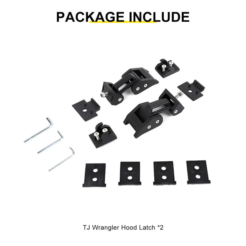 For 1997-2006 Jeep Wrangler TJ Hood Latches Catch Cover American Flag Black
