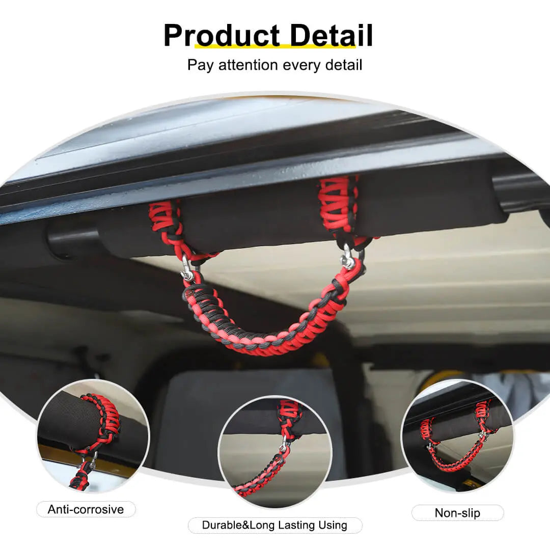 For 1997-2006 Jeep Wrangler TJ Interior Top Roll Bar Grab Handles Grip Accessories (2 pcs)
