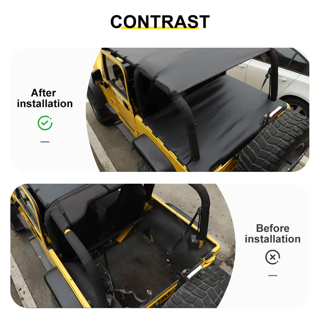 For 1997-2006 Jeep Wrangler TJ Leather Soft Top Bikini & Cargo Cover Cargo Privacy Shade