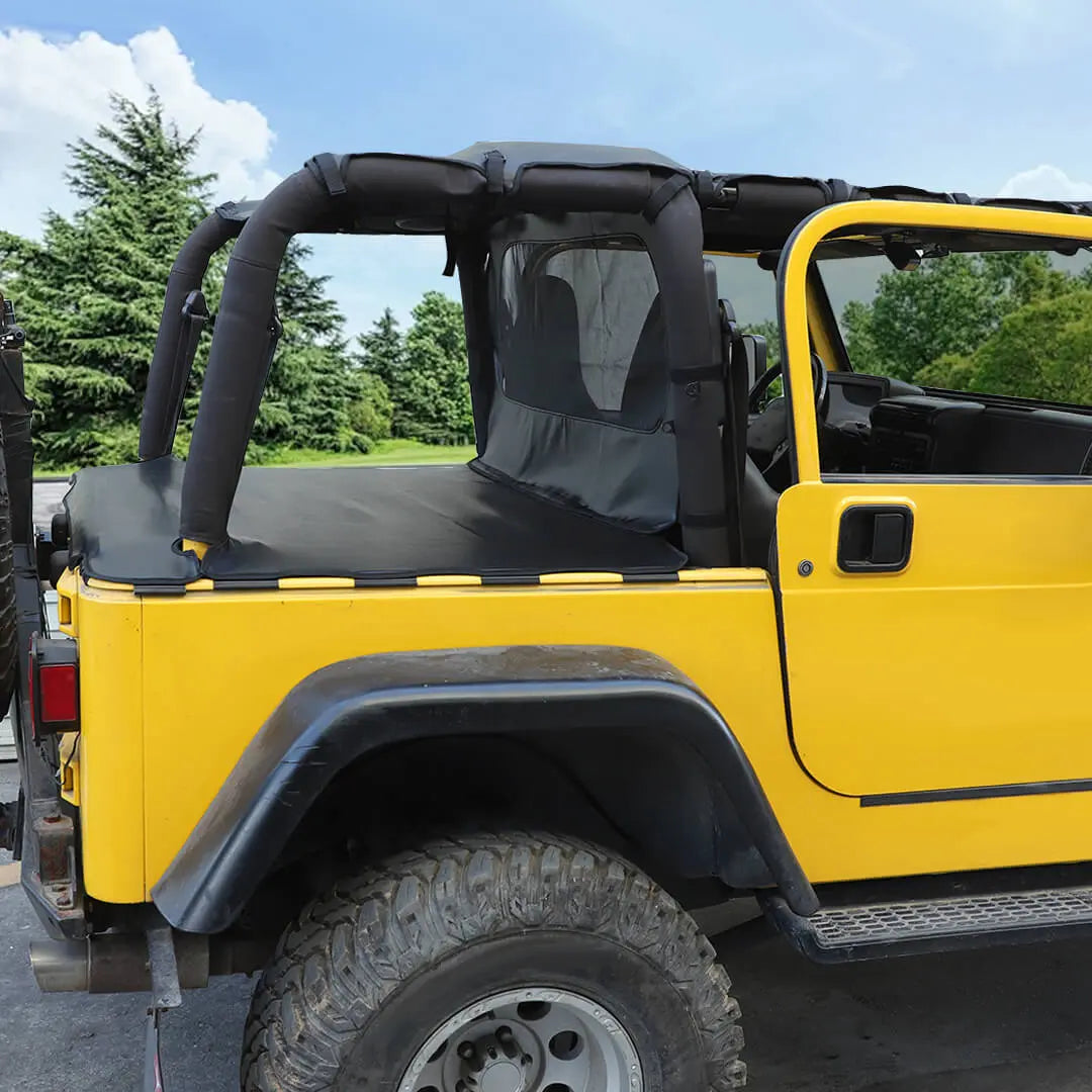 For 1997-2006 Jeep Wrangler TJ Leather Soft Top Bikini & Cargo Cover Cargo Privacy Shade