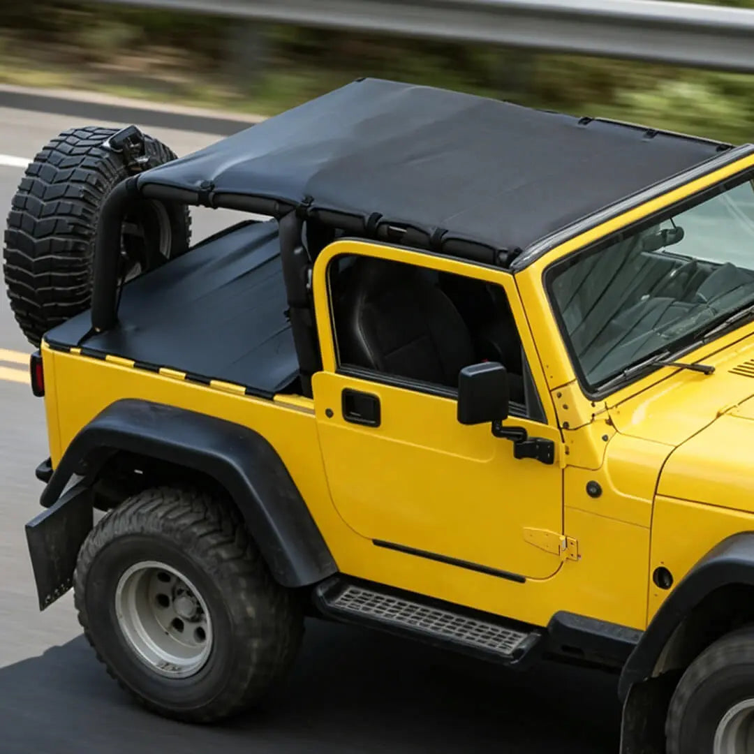 For 1997-2006 Jeep Wrangler TJ Leather Soft Top Bikini & Cargo Cover Cargo Privacy Shade