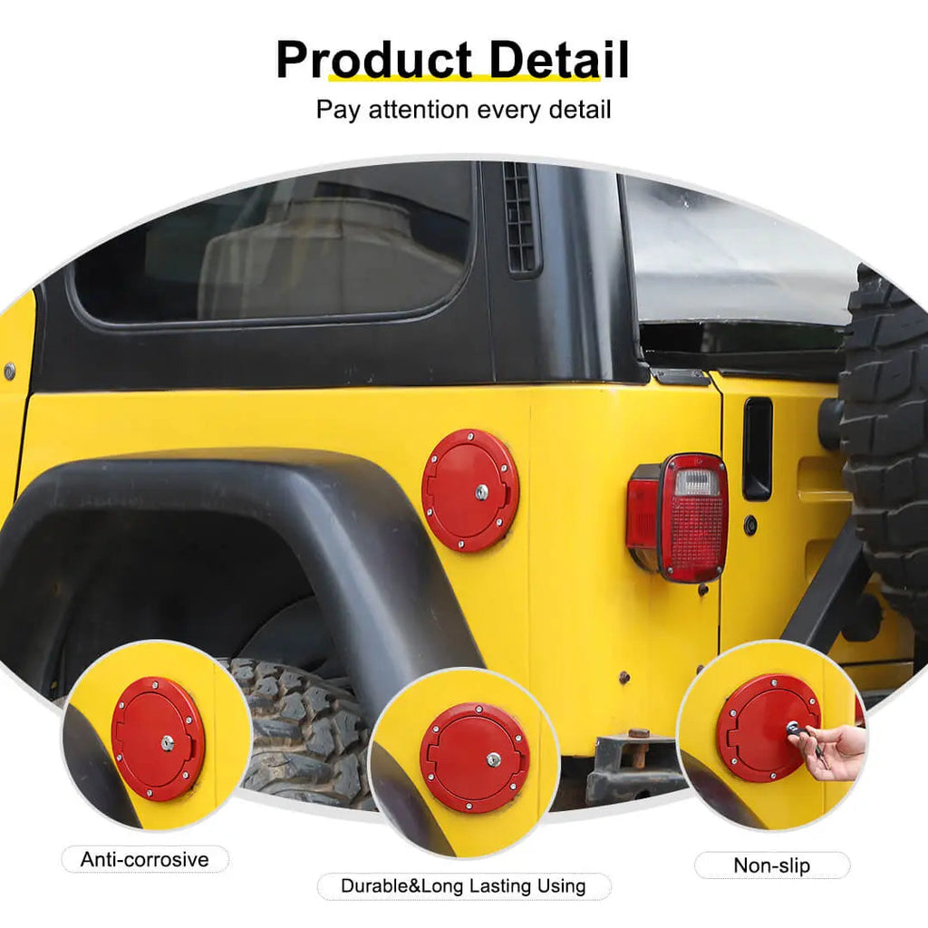 For 1997-2006 Jeep Wrangler TJ Locking Fuel Filler Door Gas Tank Cap