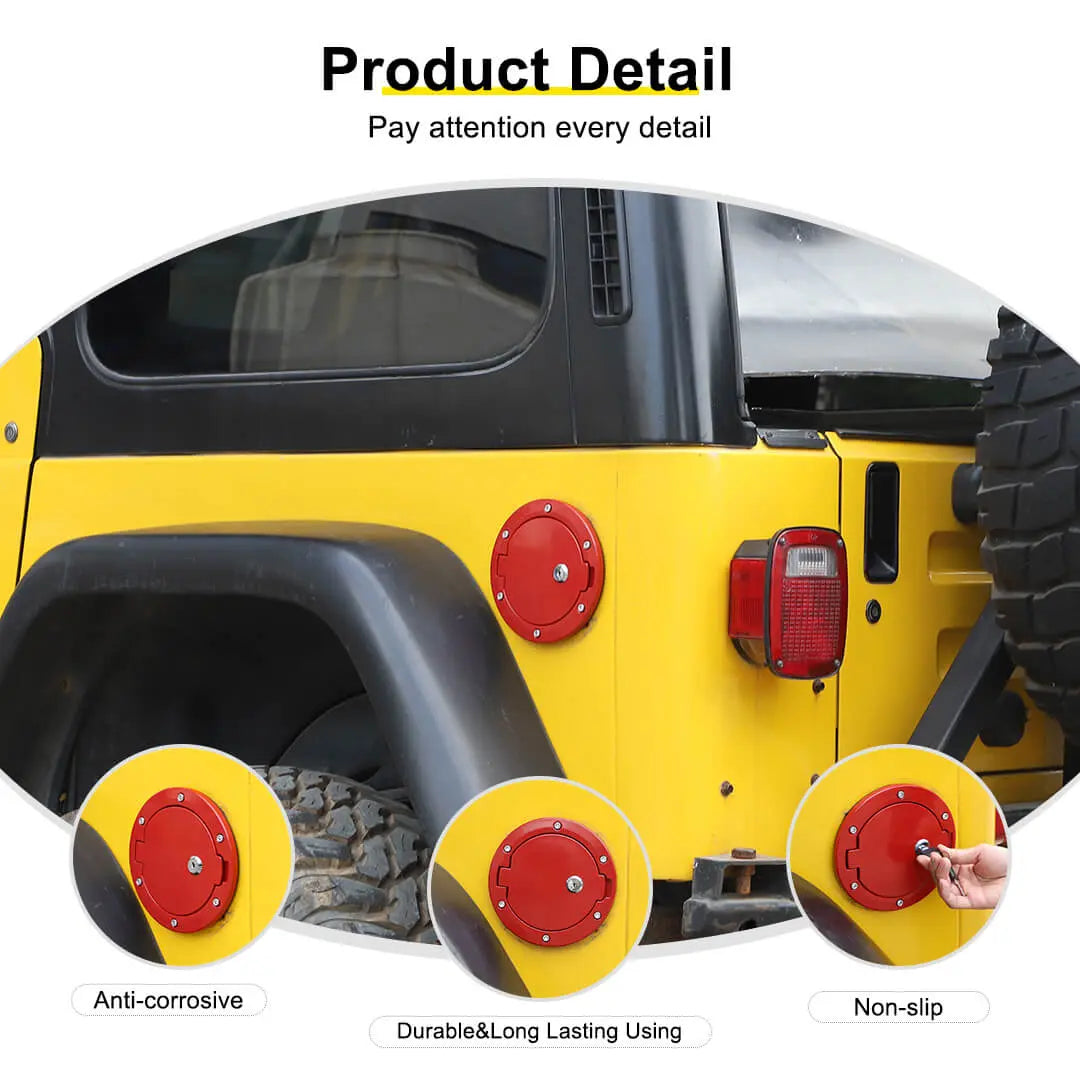 For 1997-2006 Jeep Wrangler TJ Locking Fuel Filler Door Gas Tank Cap