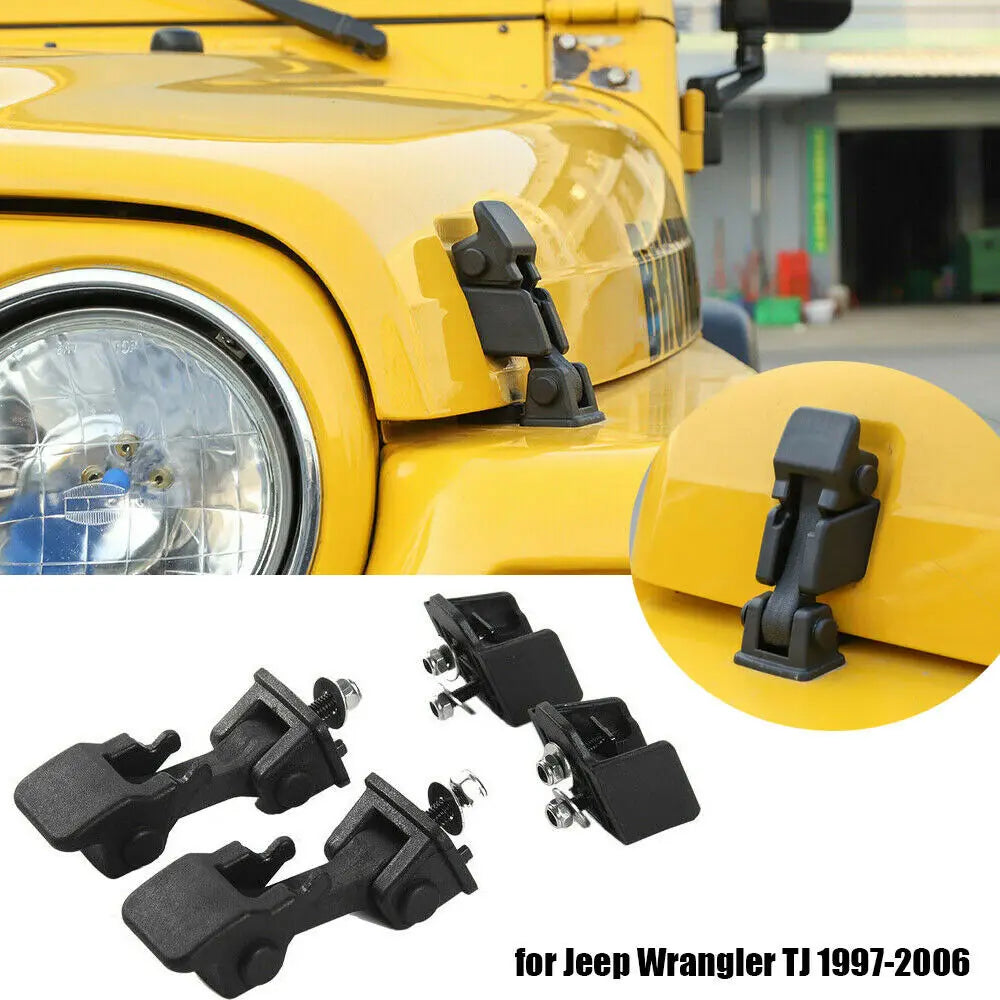 For 1997-2006 Jeep Wrangler TJ Locking Hood Latch Catch Latches & Bracket Parts 2PCS