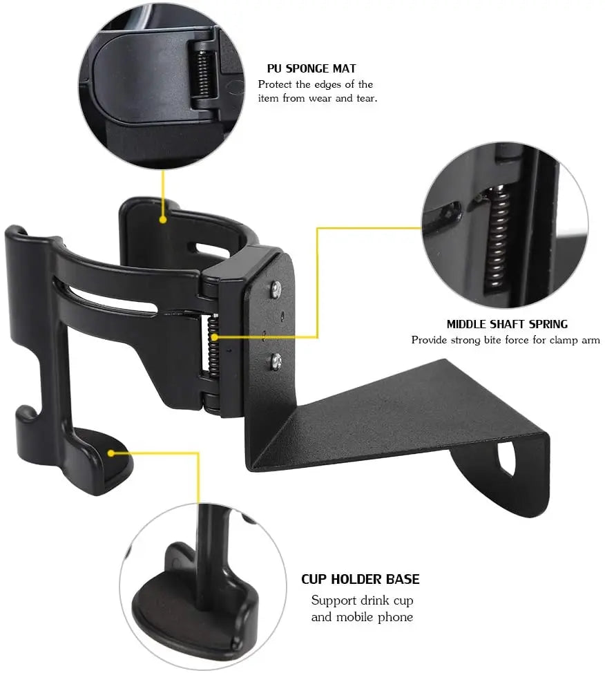 For 1997-2006 Jeep Wrangler TJ Multi-Function Drink Cup Phone Holder, 2 in 1 Bolt-on Stand Bracket Organizer