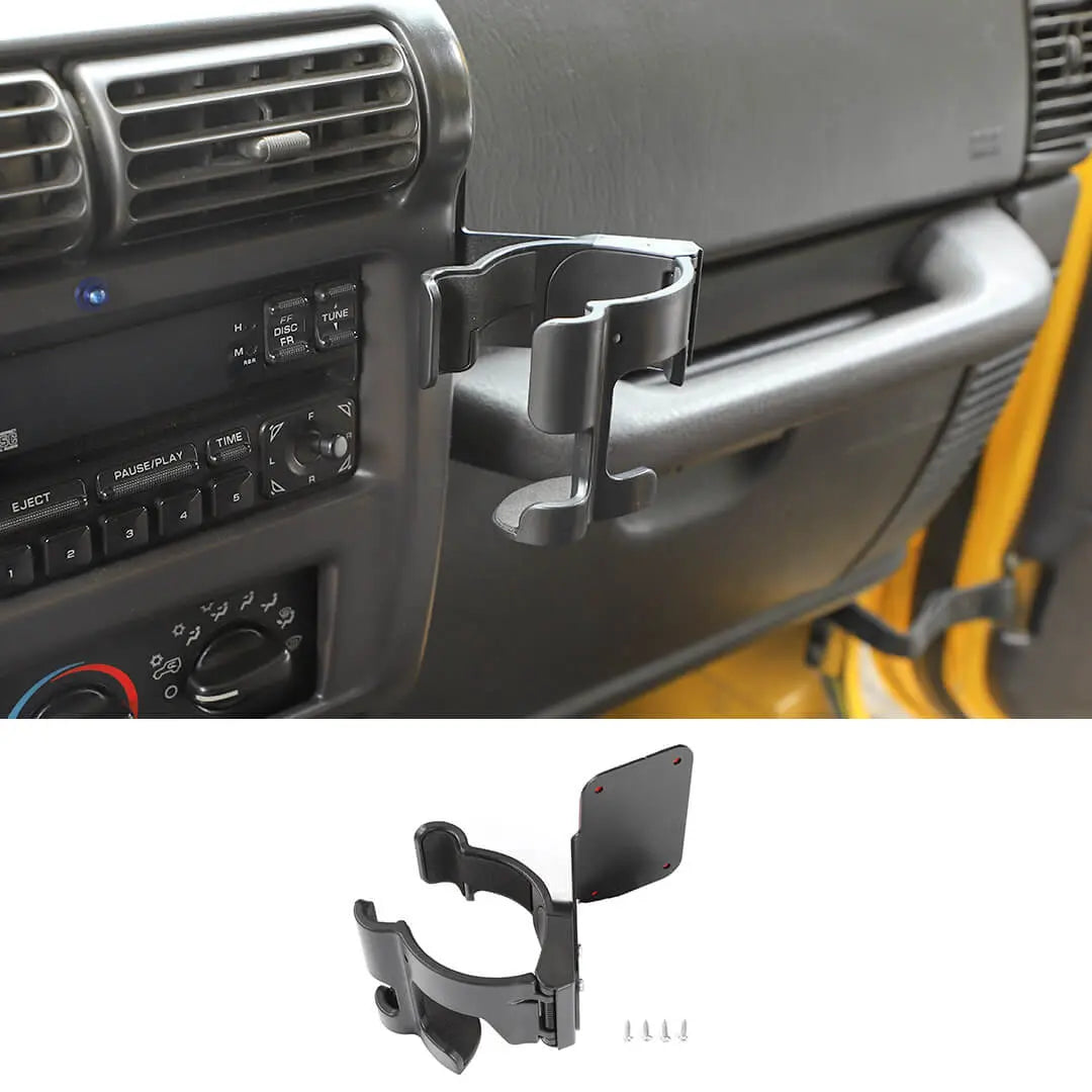 For 1997-2006 Jeep Wrangler TJ Multi-Function Drink Cup Phone Holder, 2 in 1 Bolt-on Stand Bracket Organizer