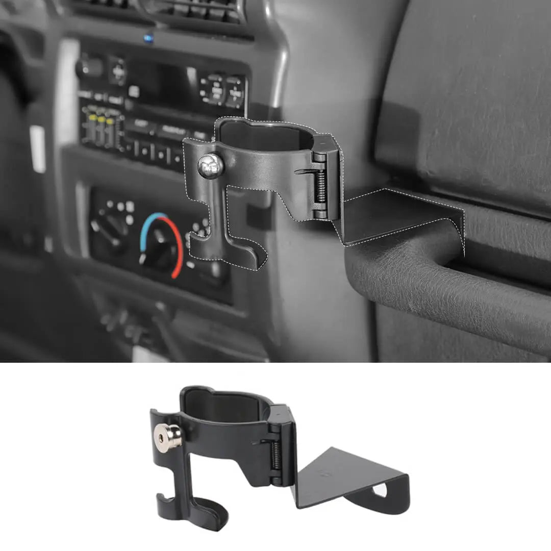 For 1997-2006 Jeep Wrangler TJ Multi-Function Drink Cup Phone Holder, 2 in 1 Bolt-on Stand Bracket Organizer