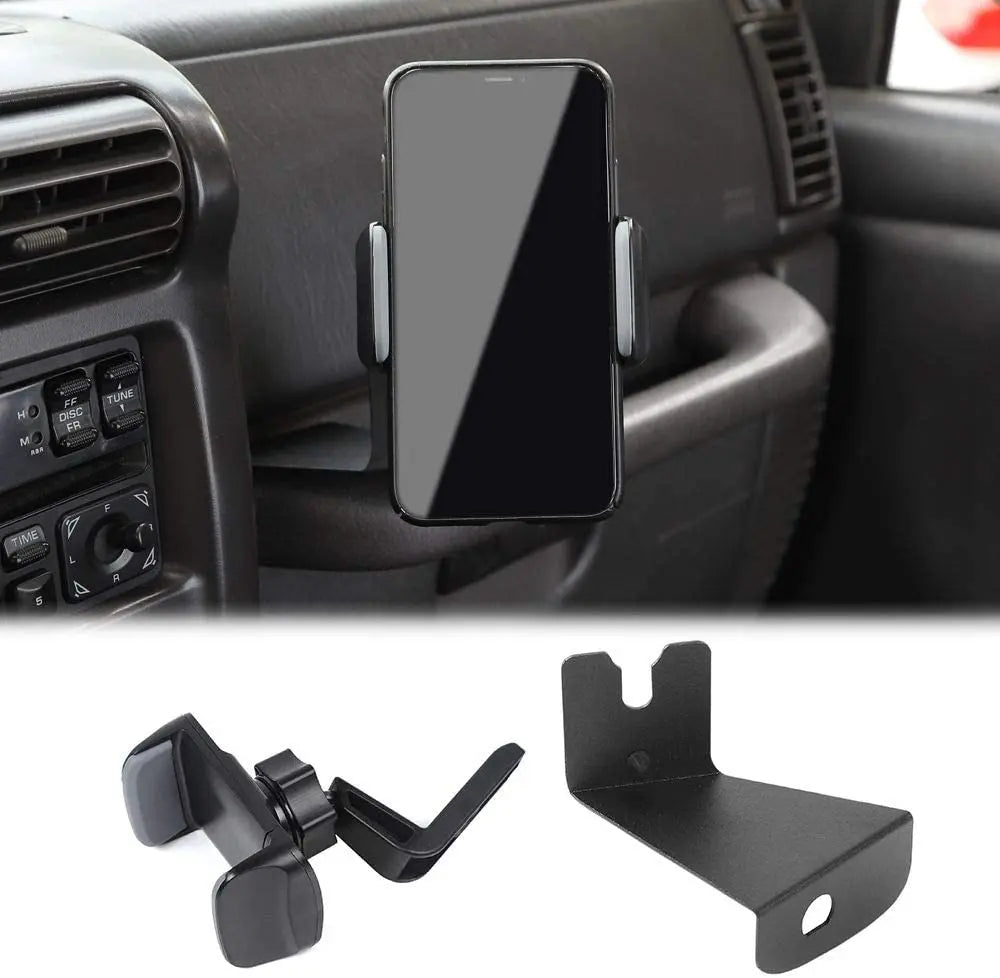 For 1997-2006 Jeep Wrangler TJ Multi-Functional Phone & Radio Holder Walkie Talkie Mount Bracket, Bolt-on Stand Bracket