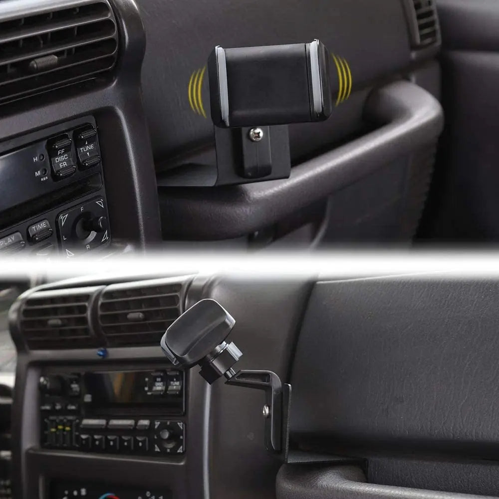 For 1997-2006 Jeep Wrangler TJ Multi-Functional Phone & Radio Holder Walkie Talkie Mount Bracket, Bolt-on Stand Bracket