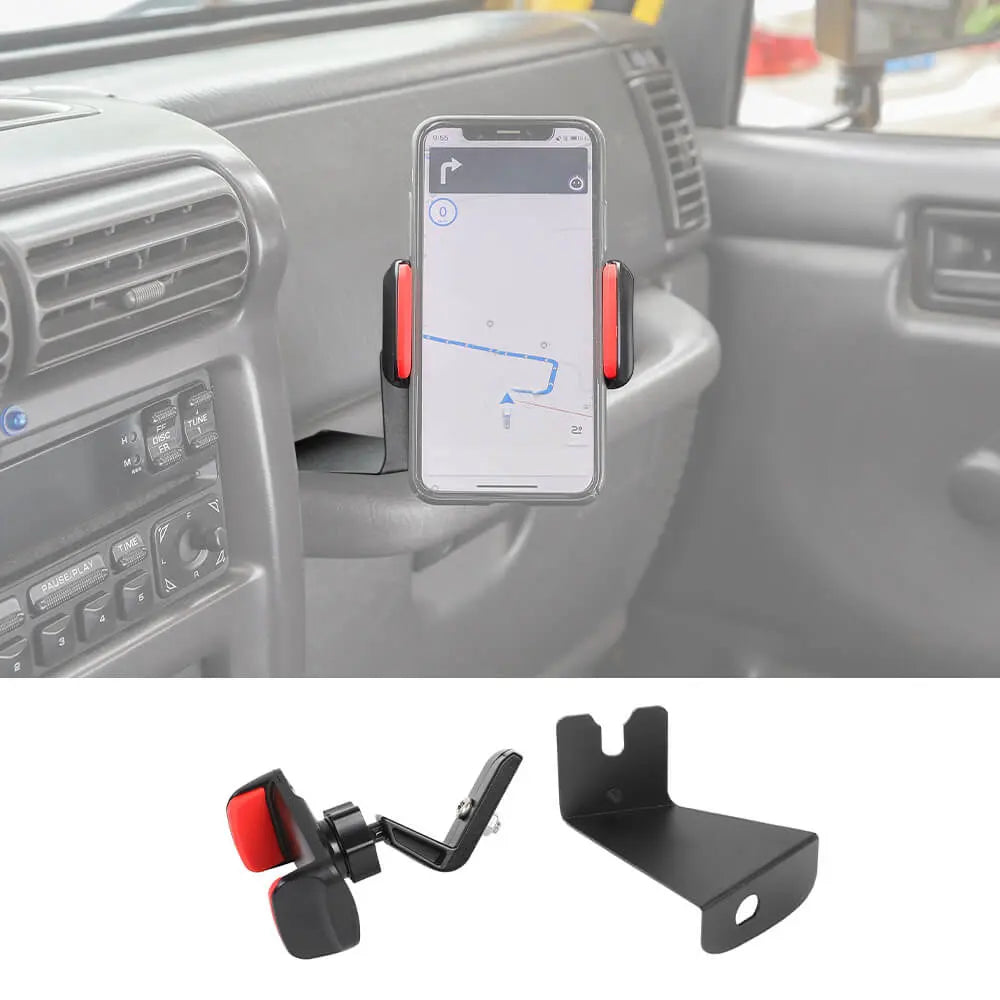 For 1997-2006 Jeep Wrangler TJ Multi-Functional Phone & Radio Holder Walkie Talkie Mount Bracket, Bolt-on Stand Bracket