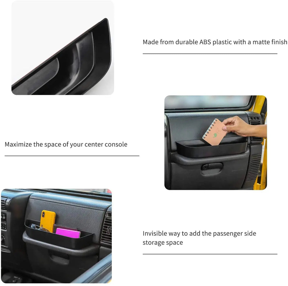 For 1997-2006 Jeep Wrangler TJ Passenger Co-Pilot Grab Bar Storage Box Tray Organizer