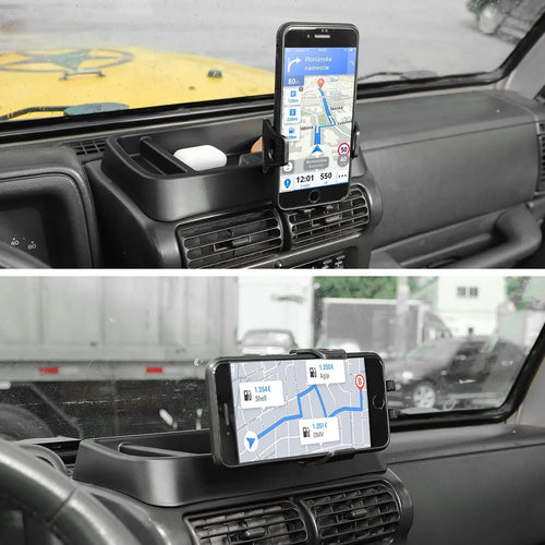 For 1997-2006 Jeep Wrangler TJ Dash Storage Tray With Phone Holder Mount
