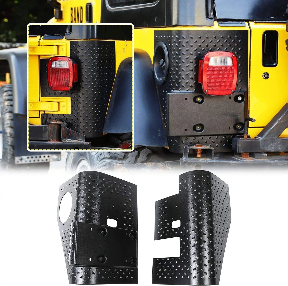 For 1997-2006 Jeep Wrangler TJ Rear Corner Guards Body Armor Corner Cover Trim