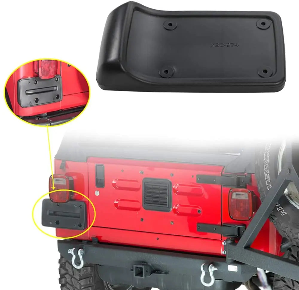For 1997-2006 Jeep Wrangler TJ Rear License Plate Frame Holder Mount Bracket Black