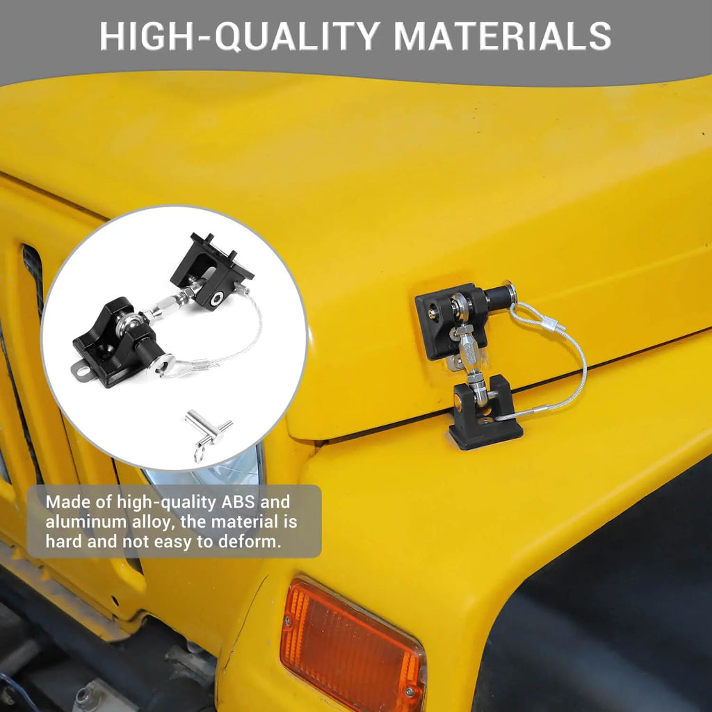 For 1997-2006 Jeep Wrangler TJ Stainless Steel Locking Hood Latch Catch Cover Kit (2 pcs)