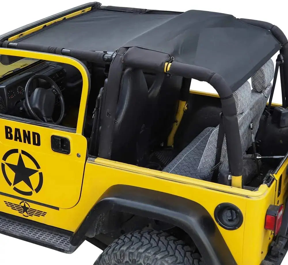 For 1997-2006 Jeep Wrangler TJ Top Front & Rear Sunshade Mesh Cover Shade Bikini UV Protection