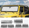 For 1997-2006 Jeep Wrangler TJ Windshield Sunshade Side Full Window Sunscreen Heat Insulation Sun Visor, 6PCs