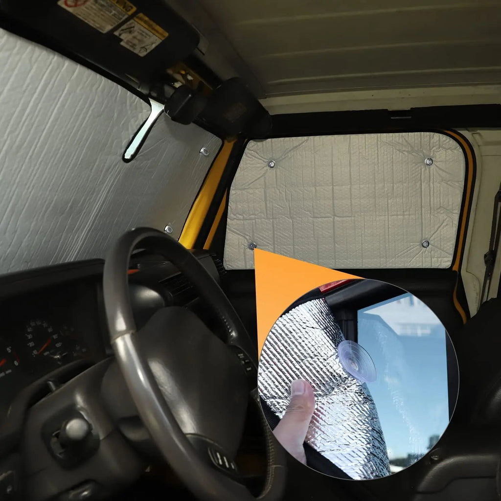 For 1997-2006 Jeep Wrangler TJ Windshield Sunshade Side Full Window Sunscreen Heat Insulation Sun Visor, 6PCs