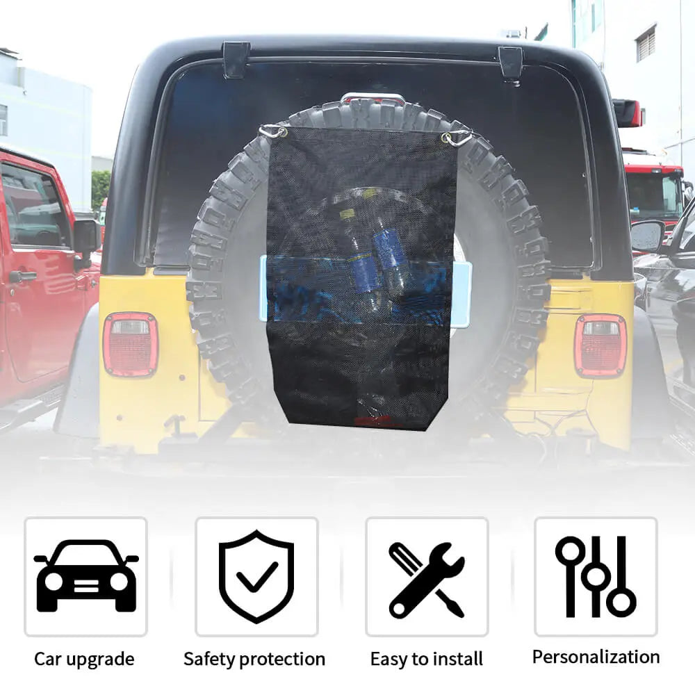 For 1997+ Jeep Wrangler JK JL TJ Spare Tire Garbage Rubbish Storage Bag