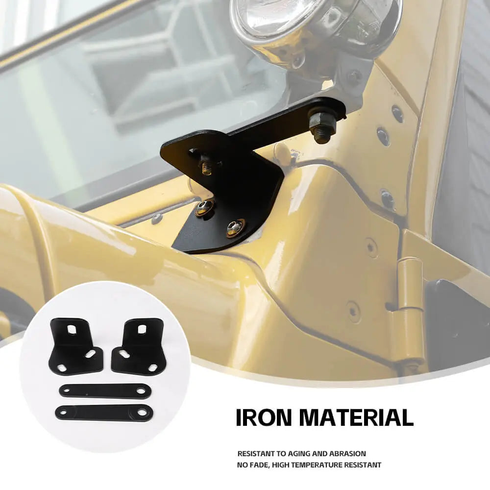 For 1997+ Jeep Wrangler TJ JK Front LED Light A-Pillar Mount Brackets Kits Metal