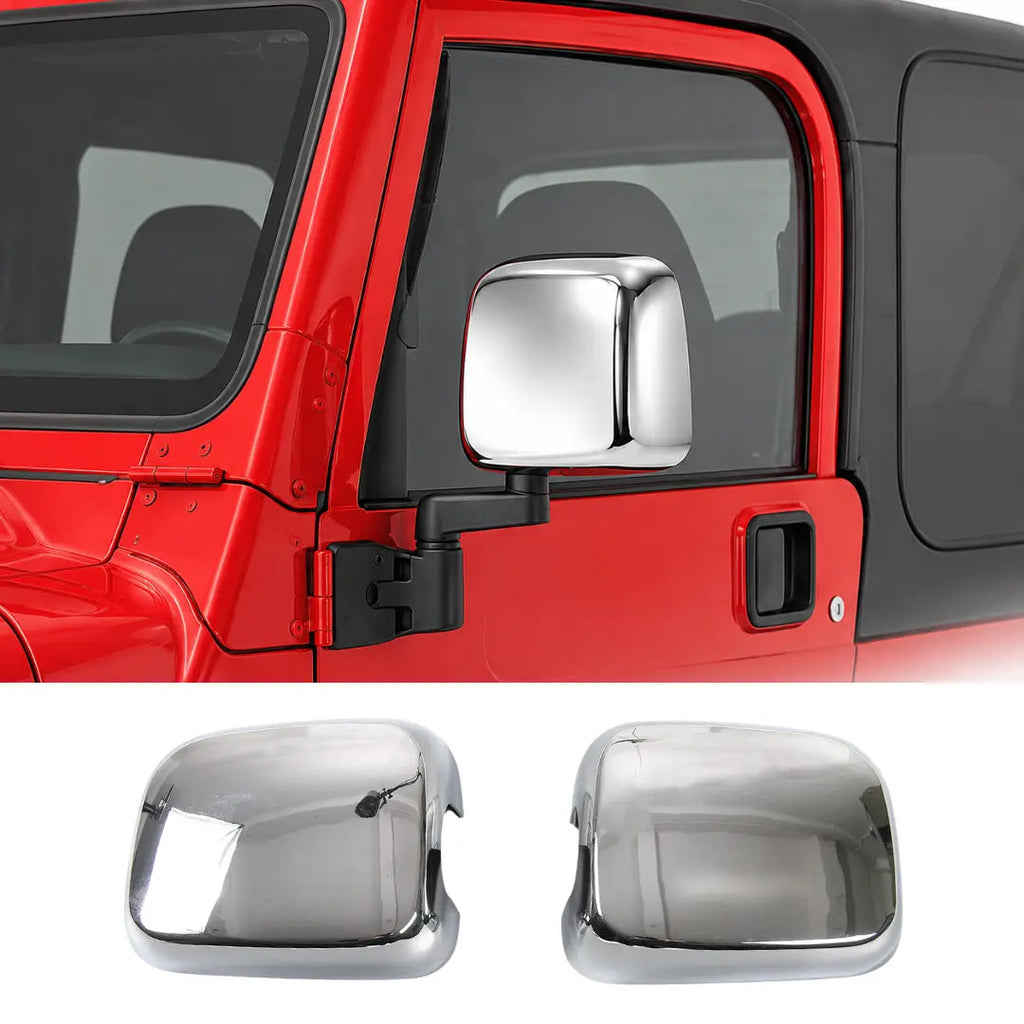 For 2004-2006 Jeep Wrangler TJ Exterior Rearview Mirror Housing Cover Trim Chrome