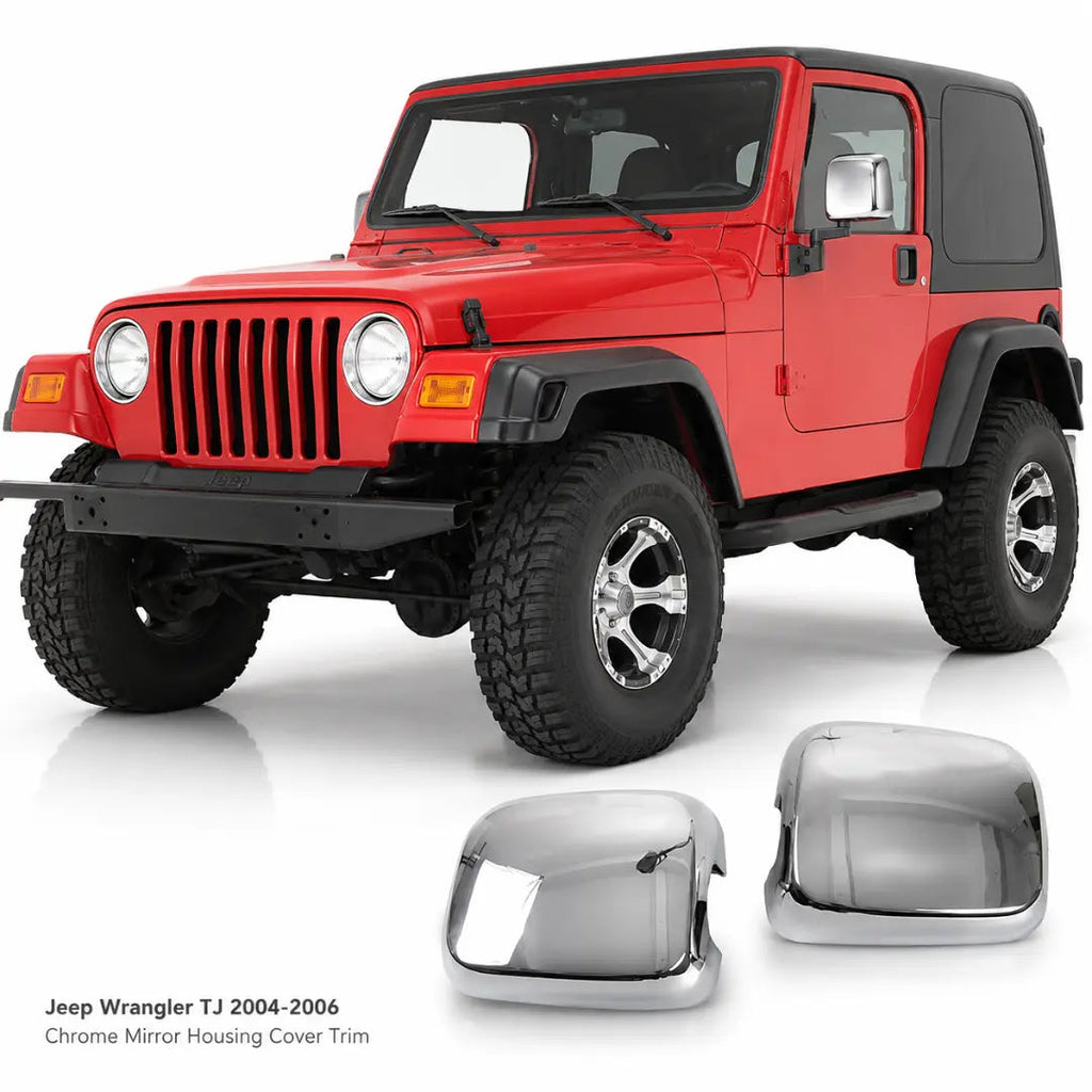 For 2004-2006 Jeep Wrangler TJ Exterior Rearview Mirror Housing Cover Trim Chrome
