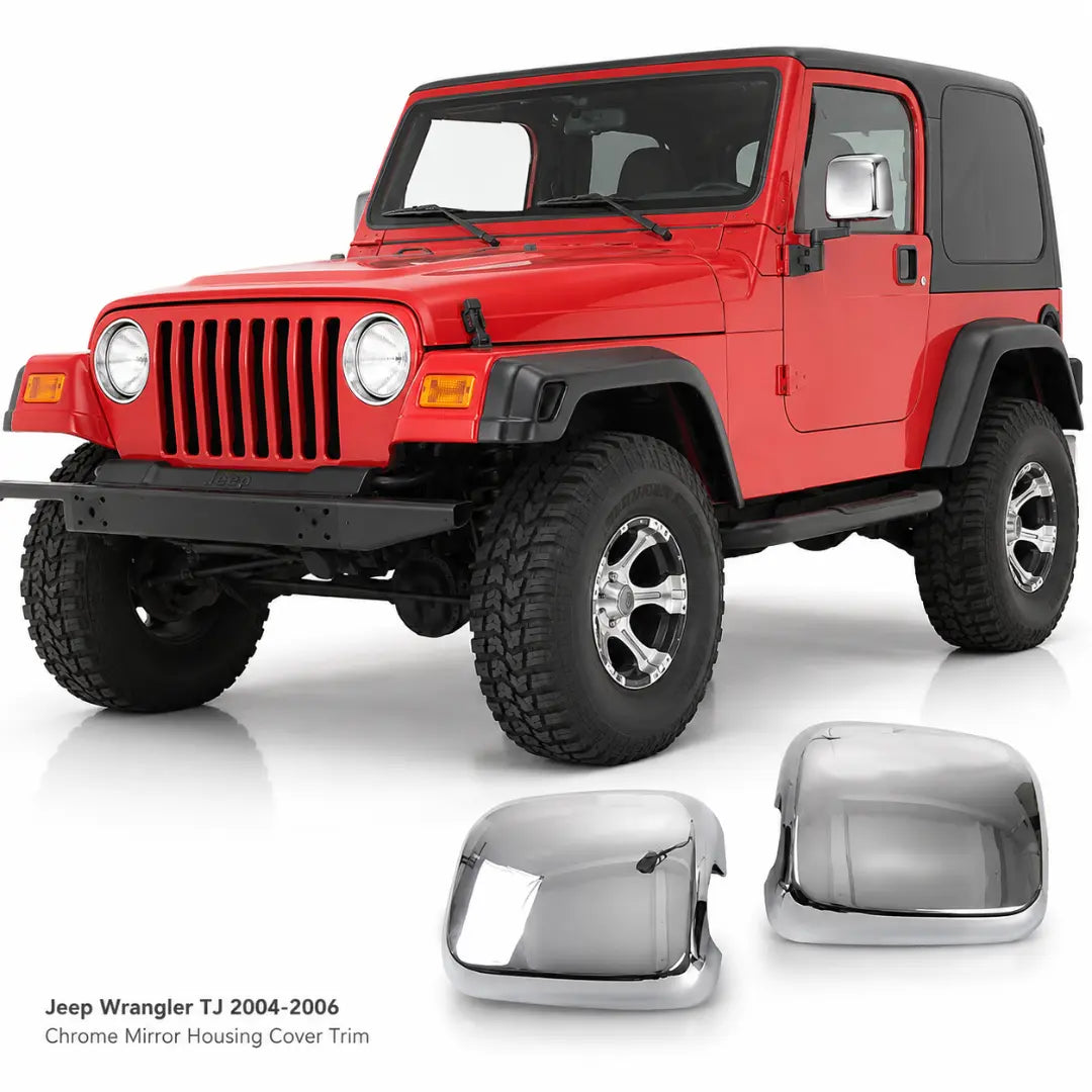 For 2004-2006 Jeep Wrangler TJ Exterior Rearview Mirror Housing Cover Trim Chrome