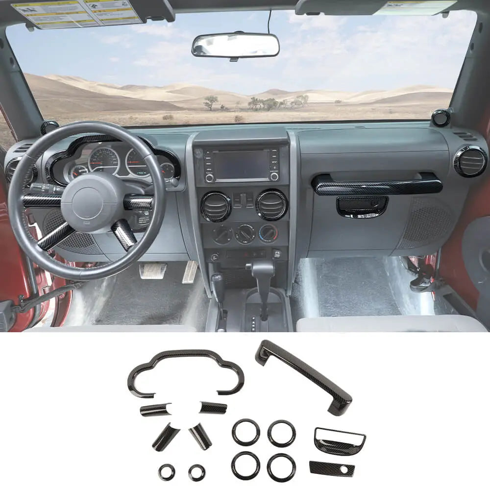 For 2007-2010 Jeep Wrangler JK 14x Steering Wheel Dashboard Air Outlet Vent Trim Kit