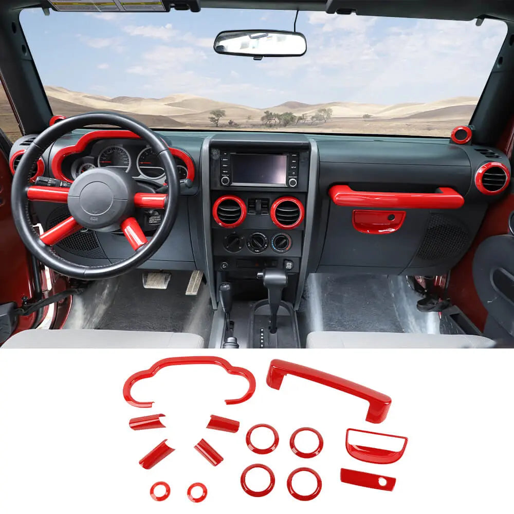 For 2007-2010 Jeep Wrangler JK 14x Steering Wheel Dashboard Air Outlet Vent Trim Kit