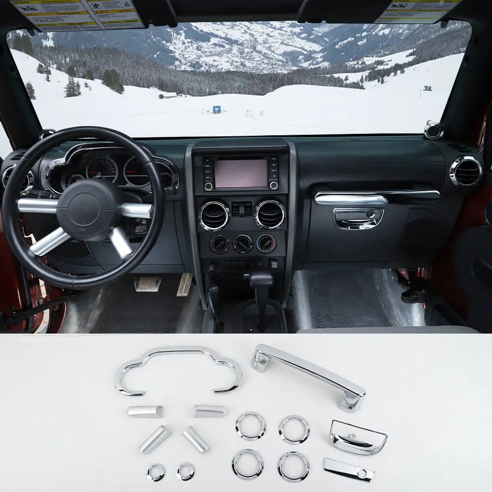 For 2007-2010 Jeep Wrangler JK 14x Steering Wheel Dashboard Air Outlet Vent Trim Kit