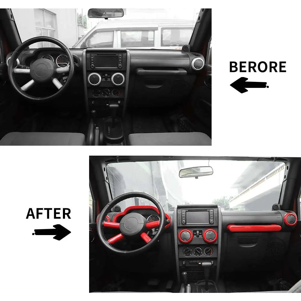 For 2007-2010 Jeep Wrangler JK 16/18PCS 4 Door Central Control Dash Decor Cover Trim Kits