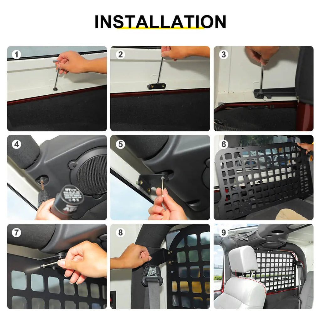 For 2007-2010 Jeep Wrangler JK 2 Door Rear Trunk Side Storage Rack（2 pcs）