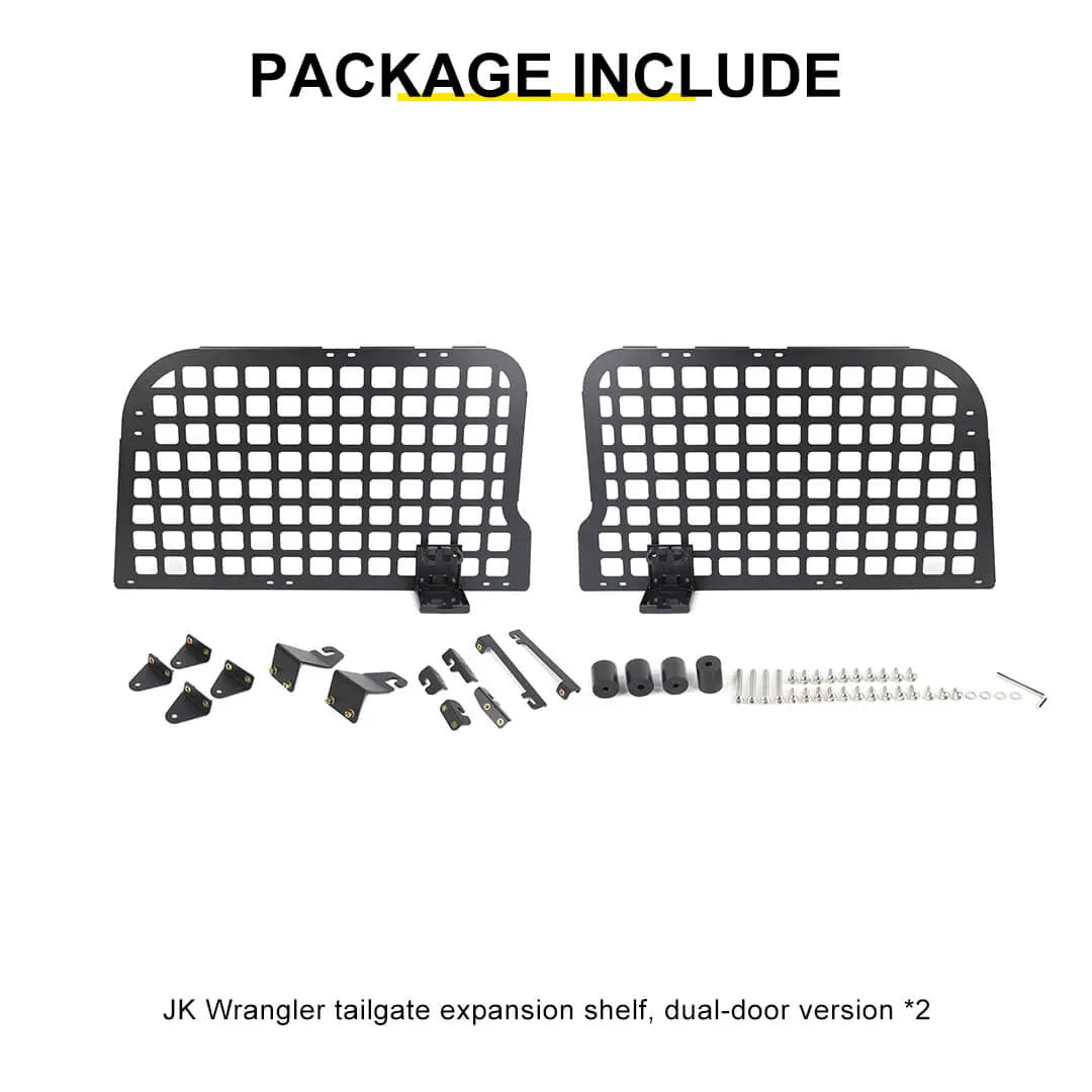 For 2007-2010 Jeep Wrangler JK 2 Door Rear Trunk Side Storage Rack（2 pcs）