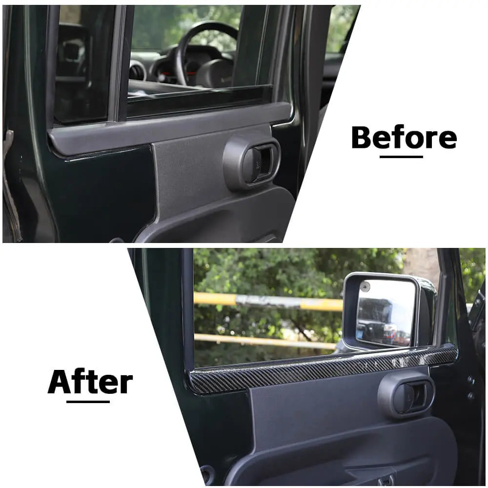 For 2007-2010 Jeep Wrangler JK Carbon Fiber Interior Window Decor Strips Cover Trim