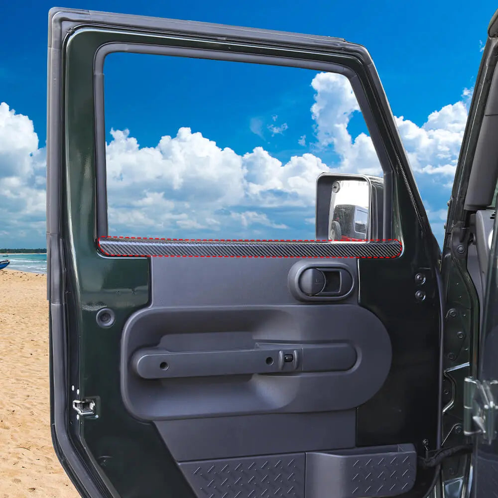 For 2007-2010 Jeep Wrangler JK Carbon Fiber Interior Window Decor Strips Cover Trim