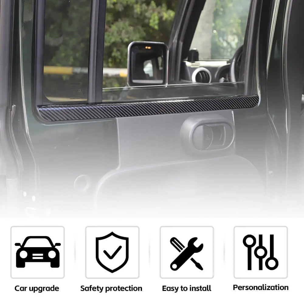 For 2007-2010 Jeep Wrangler JK Carbon Fiber Interior Window Decor Strips Cover Trim