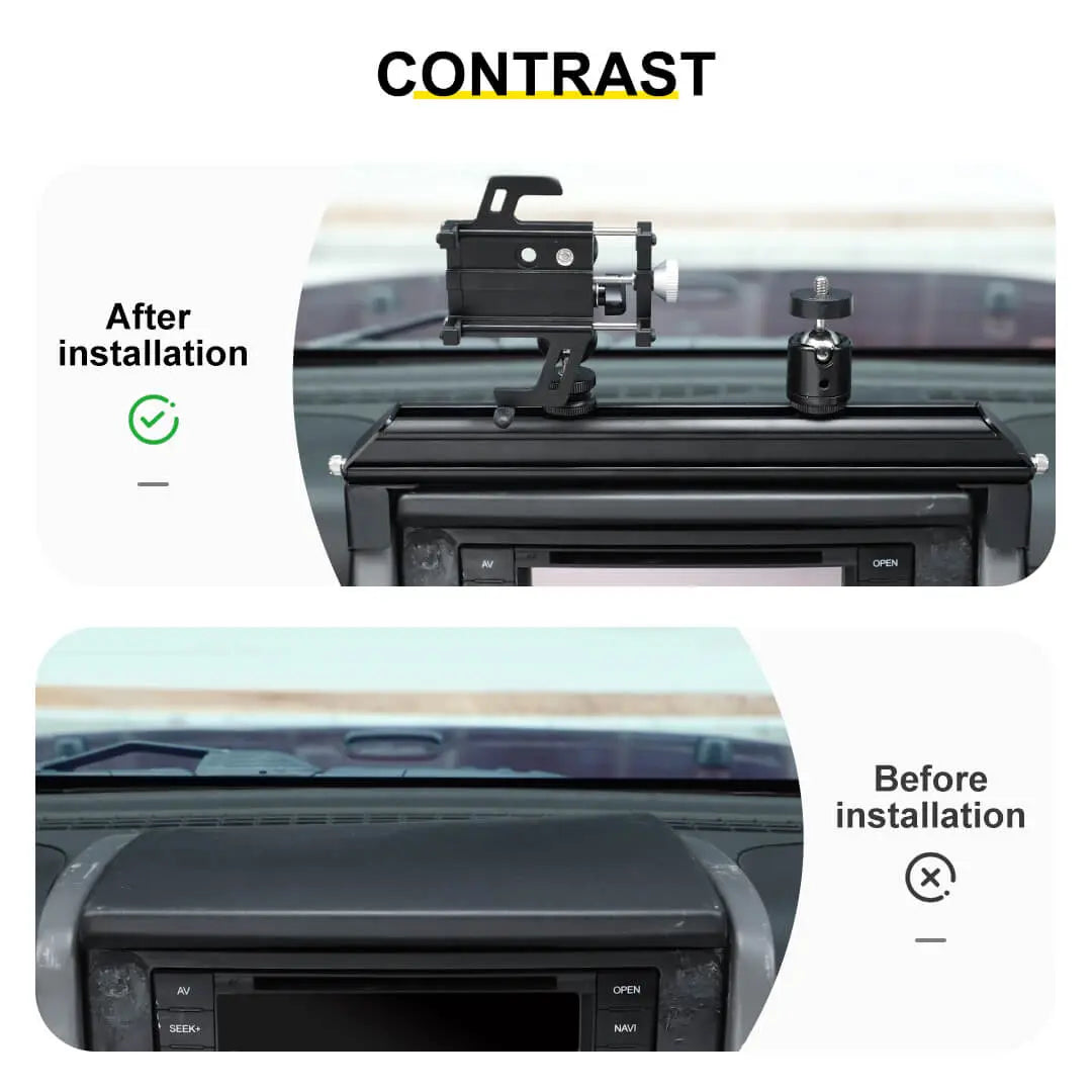 For 2007-2010 Jeep Wrangler JK Center Console Dash Phone & Action Camera Holder Slider Mount Bracket