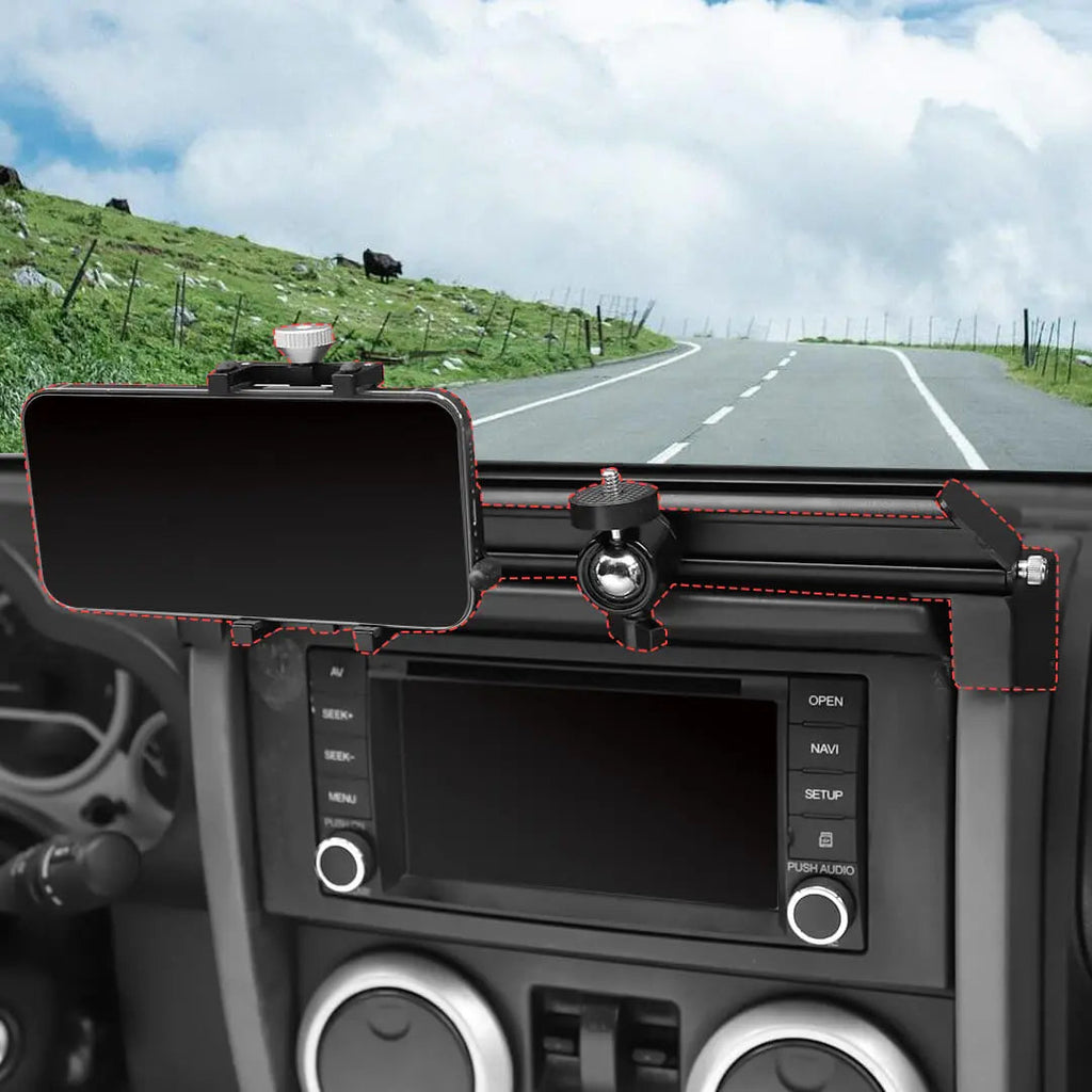 For 2007-2010 Jeep Wrangler JK Center Console Dash Phone & Action Camera Holder Slider Mount Bracket